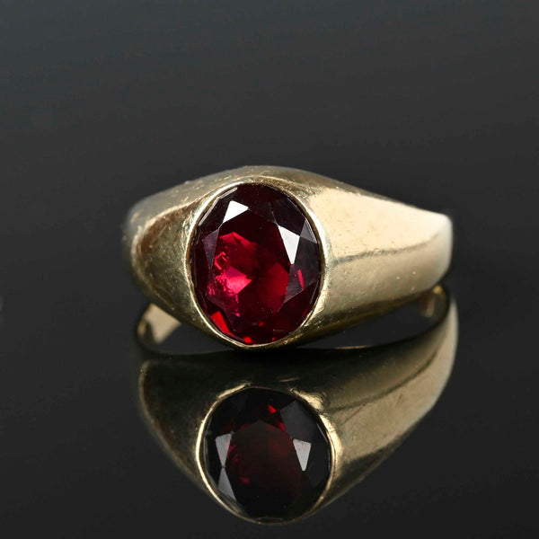 Antique Mens Gold Ruby Signet Ring - Boylerpf
