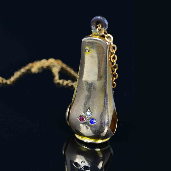 Antique Sapphire Ruby Diamond Clover Cigar Cutter Fob - Boylerpf
