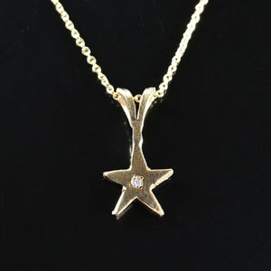 Dainty 14K Gold Diamond Star Pendant - Boylerpf