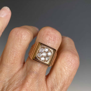 Vintage 14K Gold Chunky Diamond Cluster Ring - Boylerpf