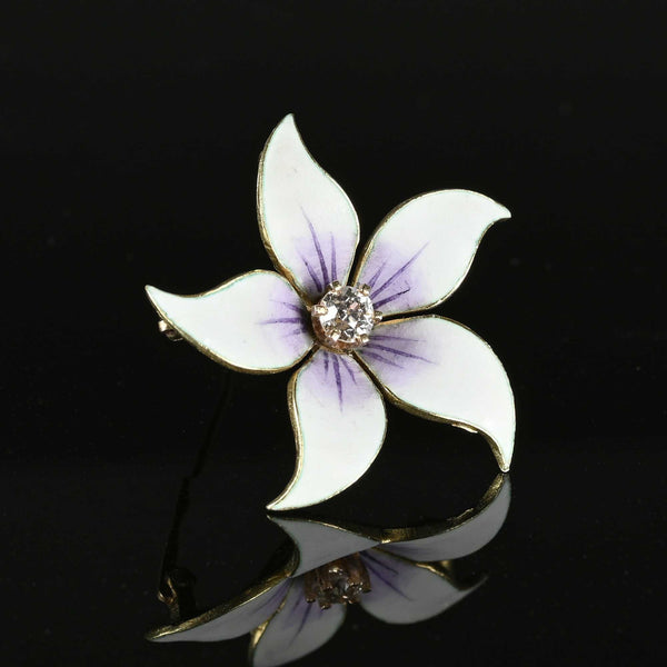 Enamel Violet Diamond Art Nouveau Pendant Brooch | Boylerpf