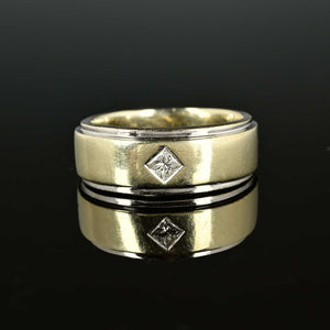 Vintage Princess Cut Diamond 14K Gold Band Ring - Boylerpf