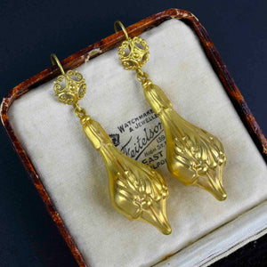 Gold Silver Long Statement Art Nouveau Earrings - Boylerpf