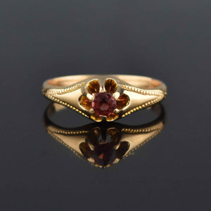Vintage 14K Gold Garnet Belcher Ring, Sz 7 - Boylerpf