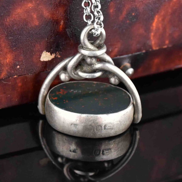 Victorian Silver Bloodstone Carnelian Spinner Watch Fob Pendant - Boylerpf