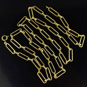 Long 18K Gold Textured Fancy Link Chain Necklace, 27.8 Gms - Boylerpf