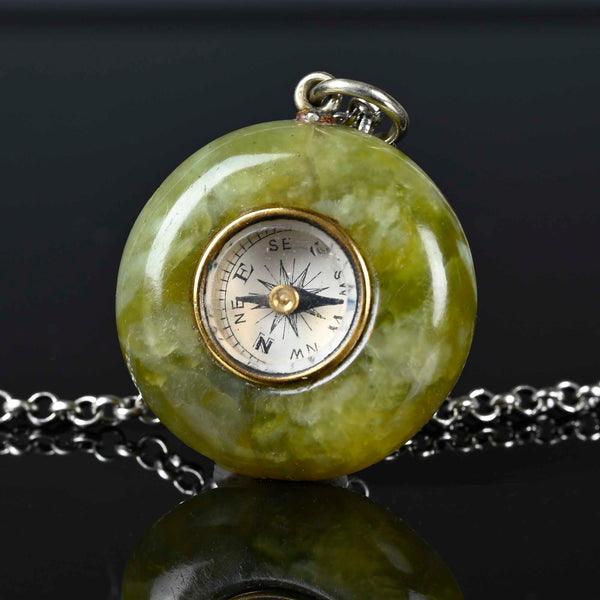 Antique Connemara Marble Compass Pendant Fob - Boylerpf