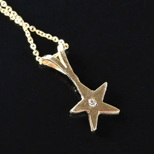 Dainty 14K Gold Diamond Star Pendant - Boylerpf