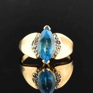 Vintage 10K Gold Diamond Topaz Engagement Ring - Boylerpf