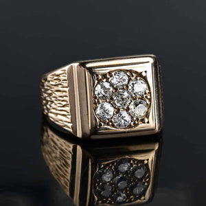 Vintage 14K Gold Chunky Diamond Cluster Ring - Boylerpf
