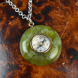 Antique Connemara Marble Compass Pendant Fob - Boylerpf