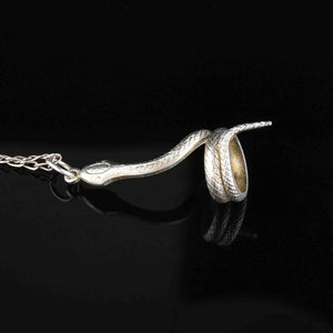 Vintage Sterling Silver Snake Pendant Necklace - Boylerpf