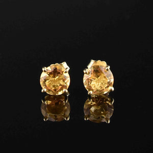 10K Gold Citrine Stud Earrings - Boylerpf
