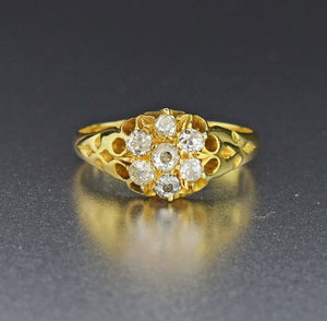18K Gold Antique Diamond Cluster Ring - Boylerpf