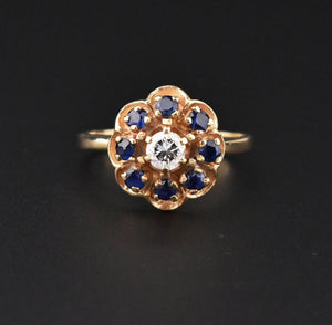 Sapphire 3/4 CTW Diamond 14K Gold Cluster Ring - Boylerpf