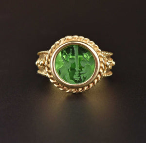 Italian 14K Gold Emerald Quartz Intaglio Ring - ON HOLD - Boylerpf