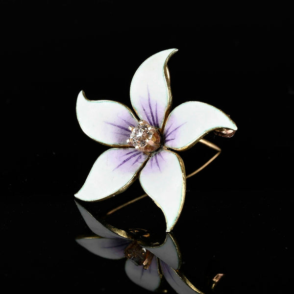 Enamel Violet Diamond Art Nouveau Pendant Brooch | Boylerpf