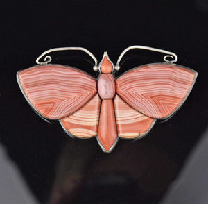 Victorian Scottish Agate Butterfly Brooch - Boylerpf