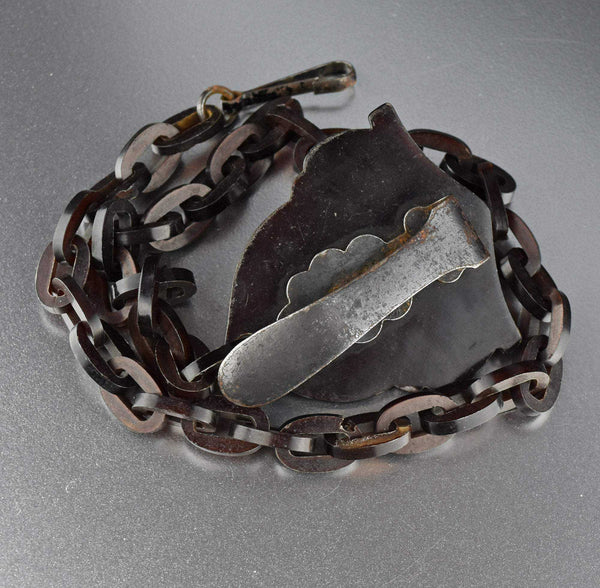 Antique Victorian Shell Chatelaine Watch Chain & Clip - Boylerpf
