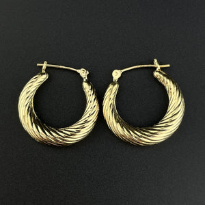 Vintage Solid 14K Gold Twisted Braid Hoop Earrings - Boylerpf