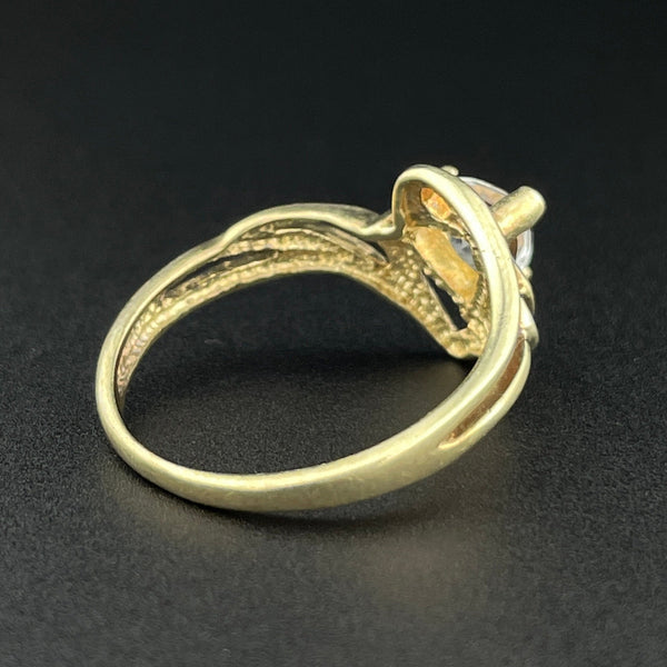 Vintage 10K Gold Trillion Cut Topaz Solitaire Ring, Sz 6 3/4 - Boylerpf