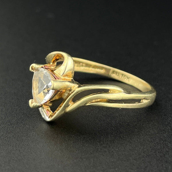 Vintage 10K Gold Trillion Cut Topaz Solitaire Ring, Sz 6 3/4 - Boylerpf