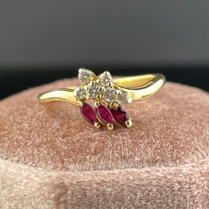 Vintage 14K Gold Pink Spinel Diamond Ring, Sz 6 1/4 - Boylerpf