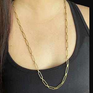 Long 18K Gold Textured Fancy Link Chain Necklace, 27.8 Gms - Boylerpf