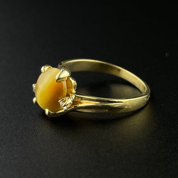Vintage 10K Gold Tiger's Eye Engagement Ring, Sz 5 1/2 - Boylerpf