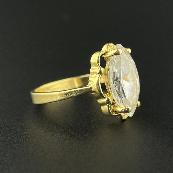Vintage 14K Gold Aquamarine Solitaire Statement Ring, Sz 6 1/4 - Boylerpf