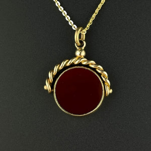 Antique Carnelian Bloodstone Spinner Fob Charm Necklace - Boylerpf