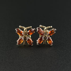 10K Gold Garnet Butterfly Stud Earrings - Boylerpf