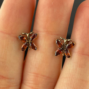 10K Gold Garnet Butterfly Stud Earrings - Boylerpf