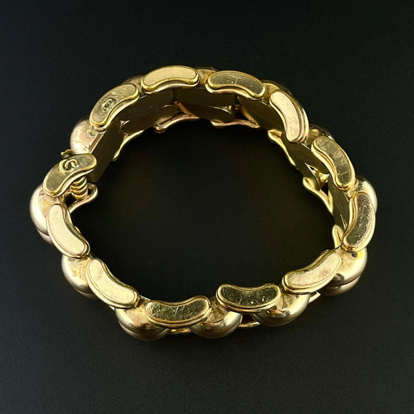 Vintage Wide Silver Gold Panther Link Bracelet - Boylerpf
