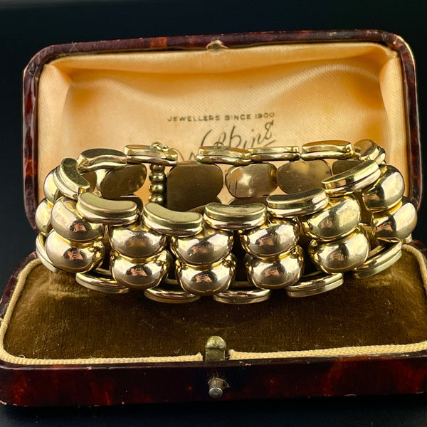 Vintage Wide Silver Gold Panther Link Bracelet - Boylerpf