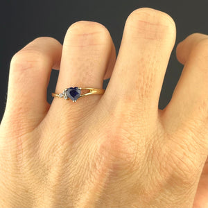 Vintage 10K Gold Sapphire Heart Engagement Ring - Boylerpf