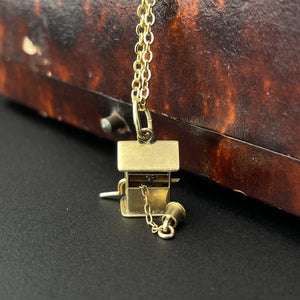 Vintage Working Whistle 14K Gold Pendant Charm Necklace - Boylerpf
