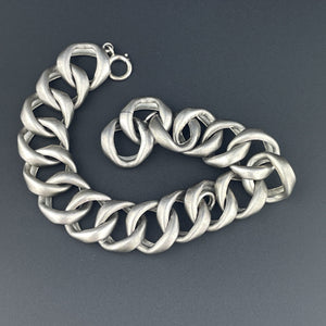 Vintage Silver Heavy Curb Link Chain Bracelet - Boylerpf
